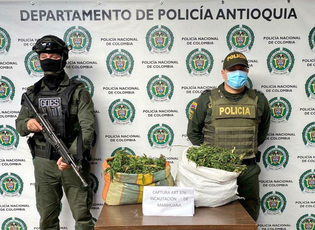Le incautaron más de 6.400 gramos de marihuana a un menor de 15 años en El Carmen de Viboral