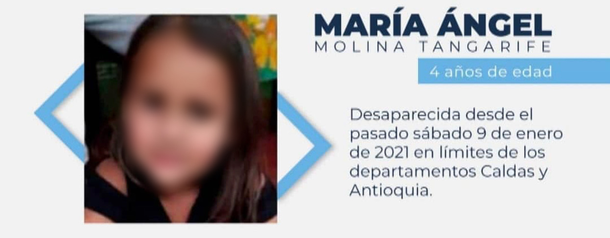 Hallan el cuerpo de María Ángel, la niña raptada el fin de semana entre los municipios de Abejorral y Aguadas