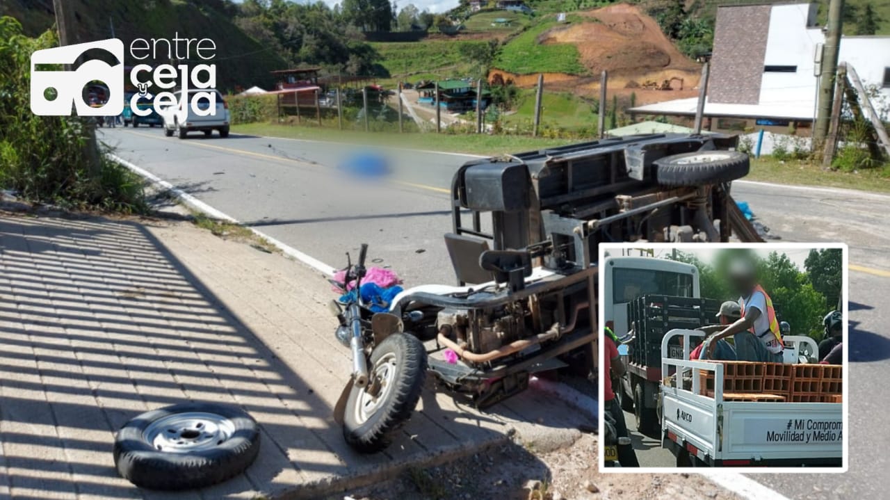 Guatapé: Conductor de motocarguero falleció tras colisionar contra una camioneta.