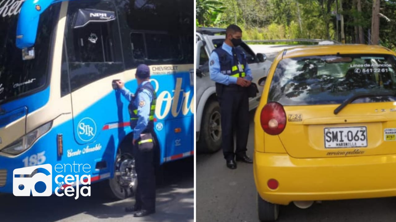 La Ceja: agentes de tránsito verifican aforos y cumplimiento de protocolos en vehículos de pasajeros
