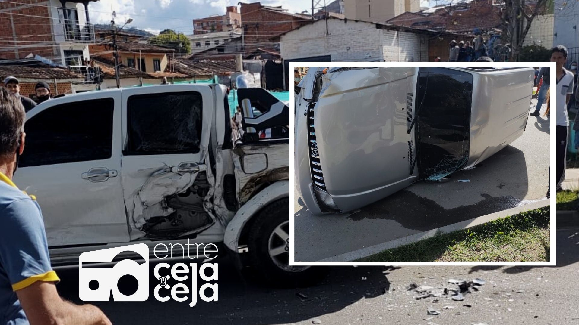 El Carmen: aparatoso accidente entre dos camionetas se presentó en la vía circunvalar.