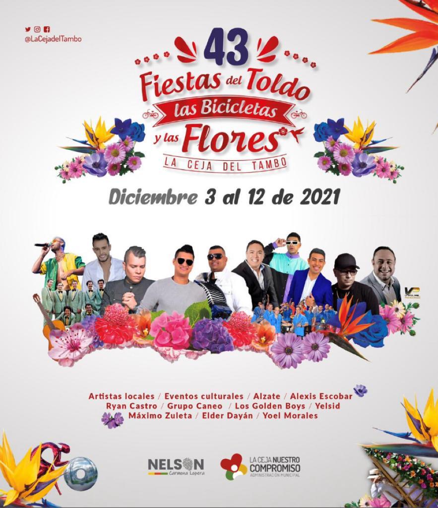 Lista la nómina de artistas para las fiestas tradicionales del Toldo y la Bicicletas en La Ceja.