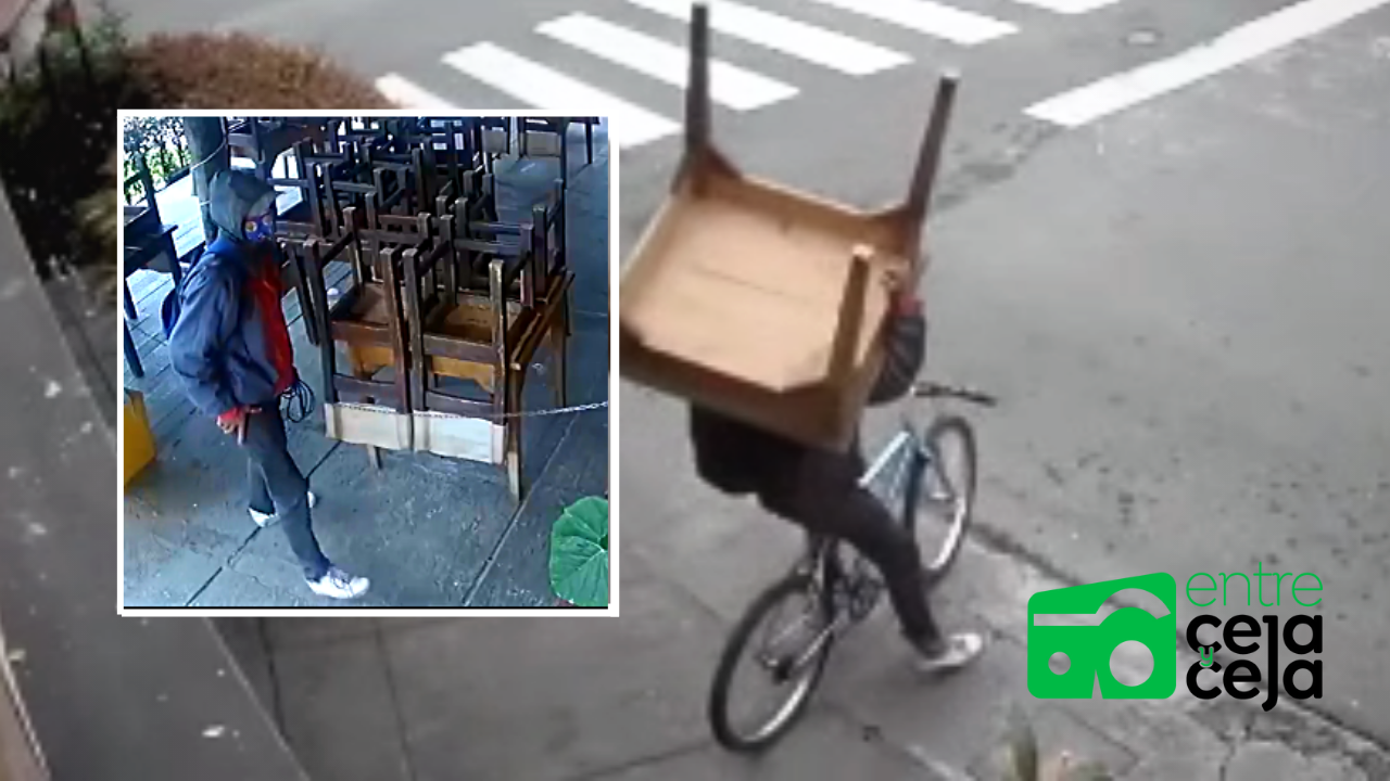 Rionegro: Se robó una mesa de una pizzería; se la llevó en bici y al hombro