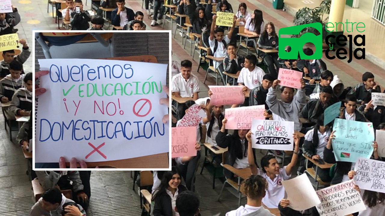 Rionegro: Estudiantes de la I.E Gilberto Echeverri hicieron plantón; dicen, sus derechos fueron vulnerados
