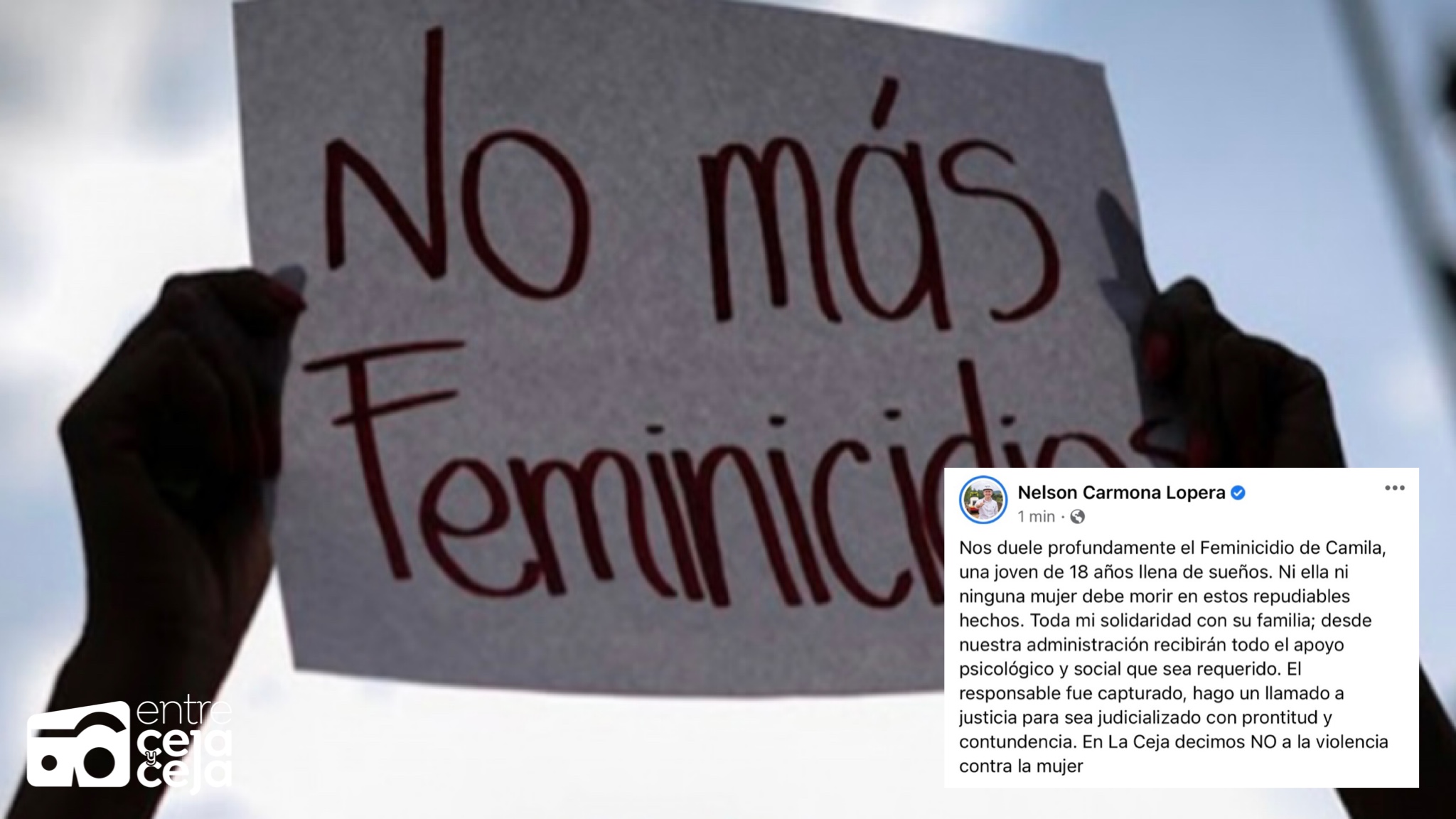 Alcalde de La Ceja rechaza feminicidio de Camila Grisales y pide celeridad en la justicia