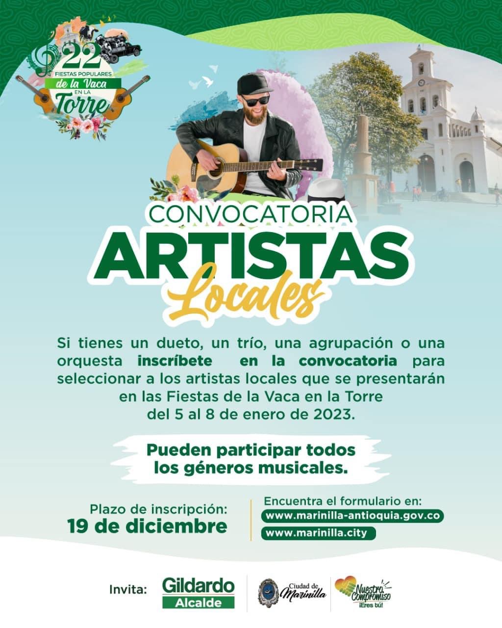 Marinilla abrió una convocatoria para que artistas locales participen en sus fiestas 