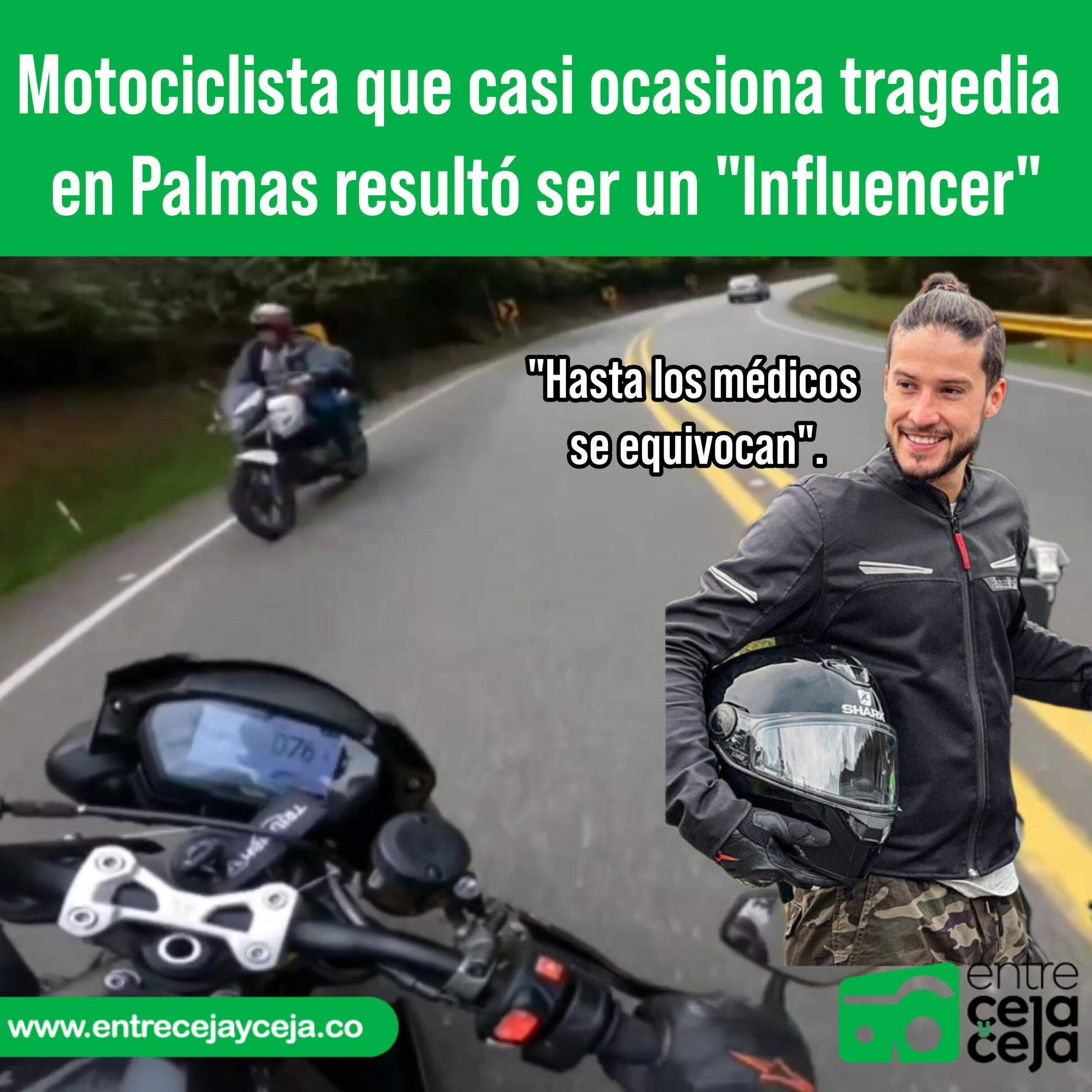 Motociclista que casi ocasiona tragedia en Palmas resultó ser un Influencer