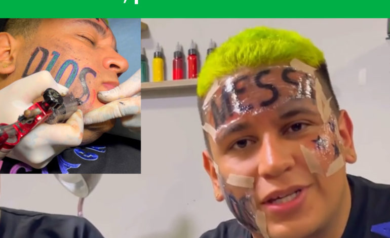 Influencer se tatuó la palabra Messi Dios en su rostro