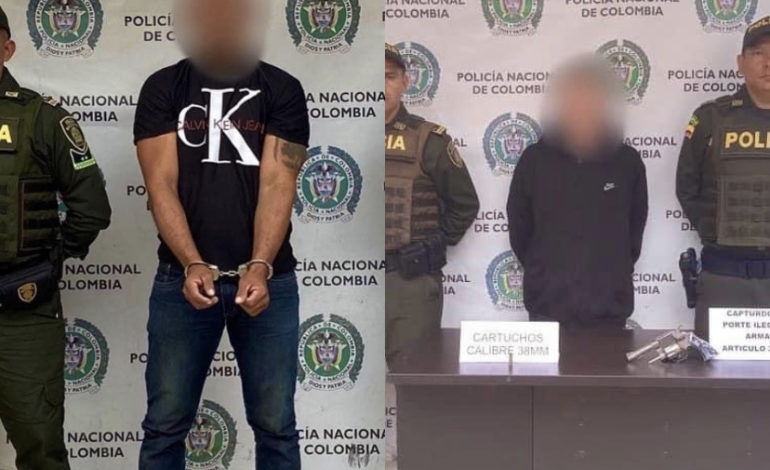 Dos hombres fueron capturados por porte ilegal de armas y venta de estupefacientes