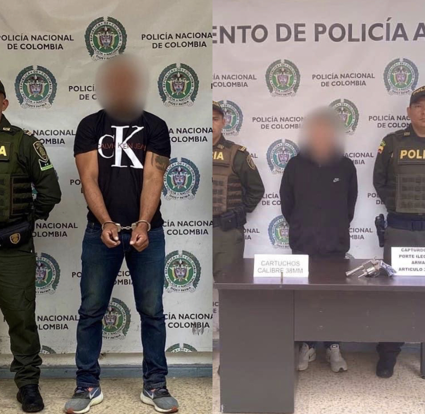 Dos hombres fueron capturados por porte ilegal de armas y venta de estupefacientes