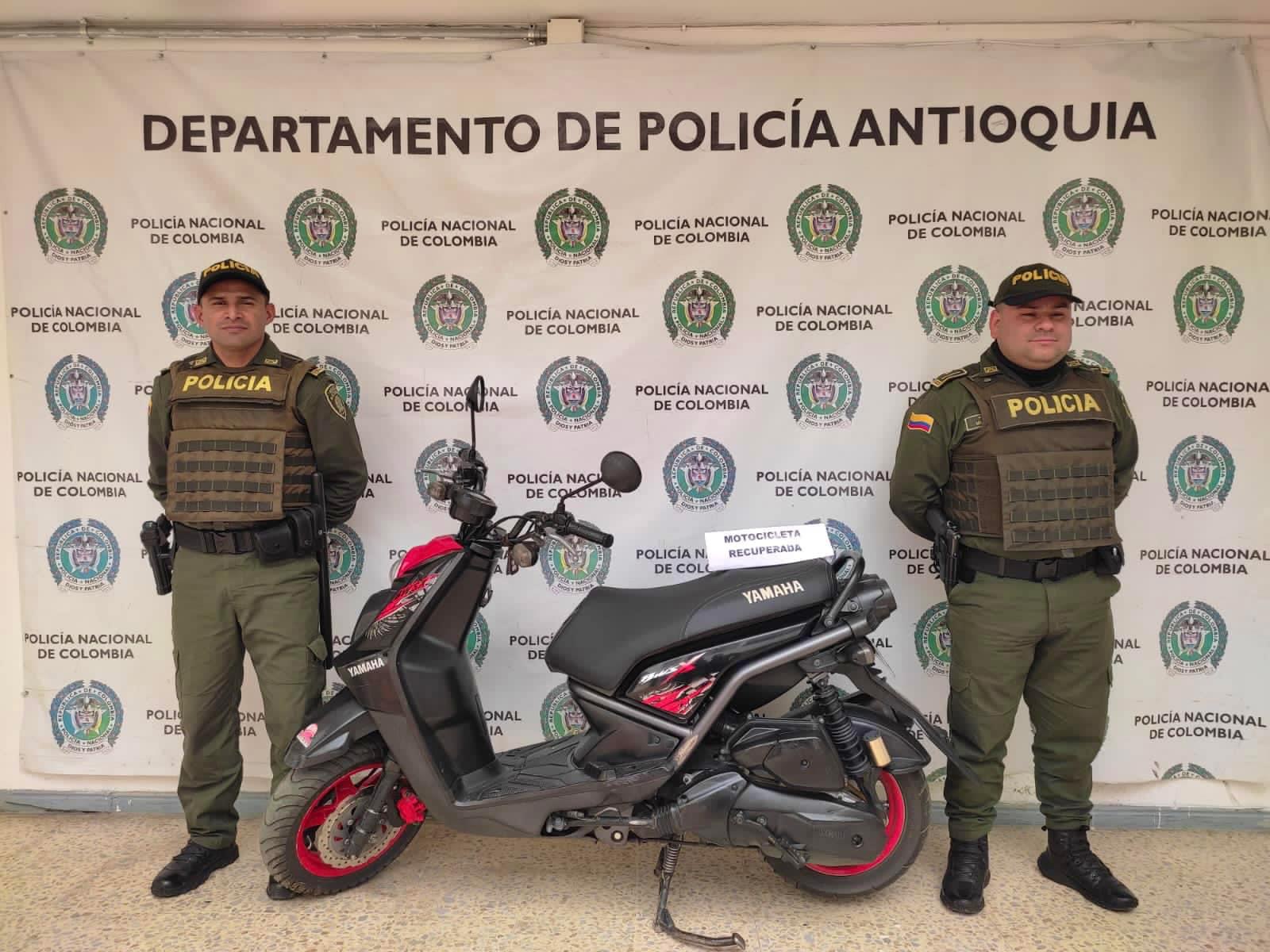 Marinilla: Policía recuperó una moto robada