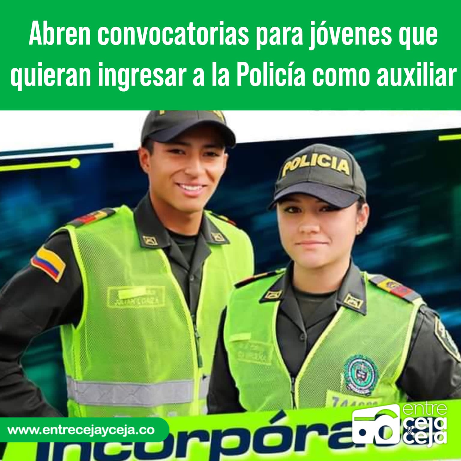 Abren convocatoria para jóvenes que quieran ingresar a la Policía como auxiliar o patrullero 
