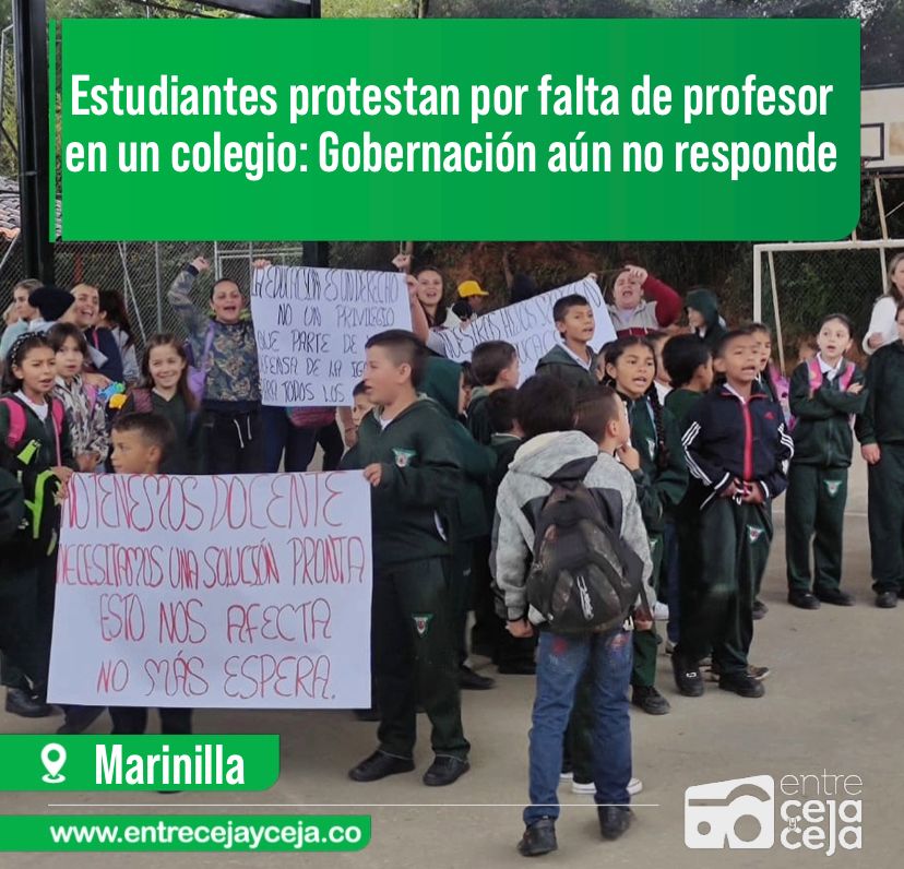 En Marinilla realizan protesta por falta de profesor en un colegio: Gobernación aún no responde