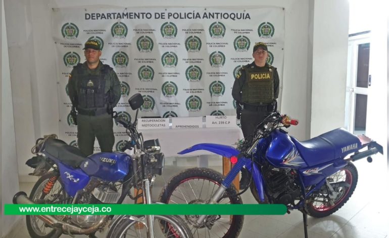Haciendo piques en motos robadas capturaron a dos menores de edad