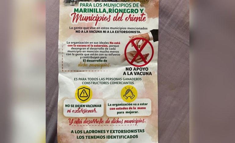 Presunto panfleto de paramilitares circuló en El Porvenir