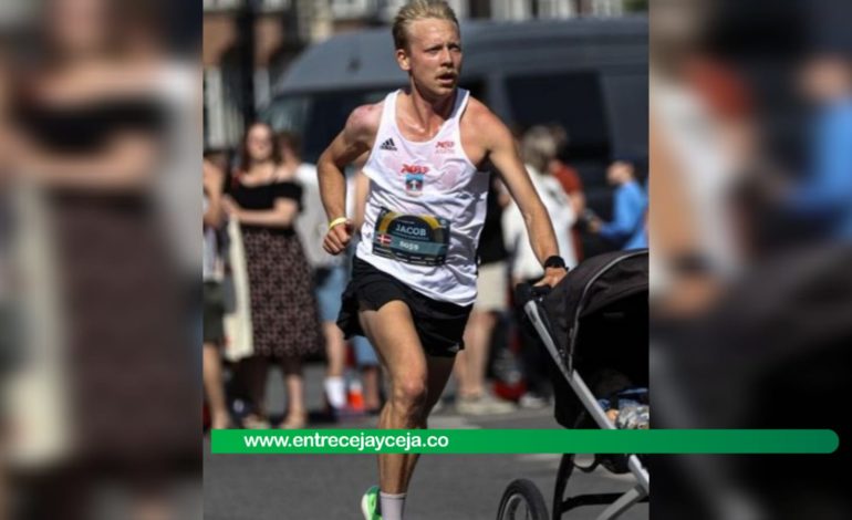 Atleta danés no tenia con quien dejar su bebé y lo llevo a correr una media maratón
