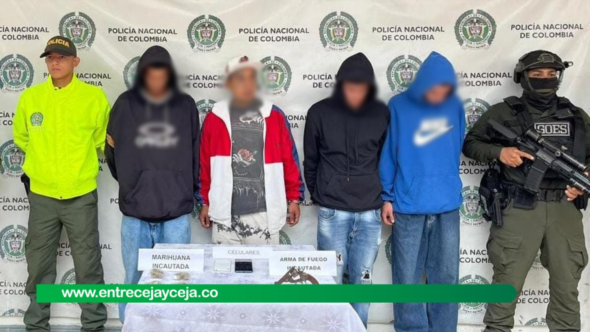 Cae grupo de sicarios en Marinilla; les incautaron armas de fuego y cartuchos