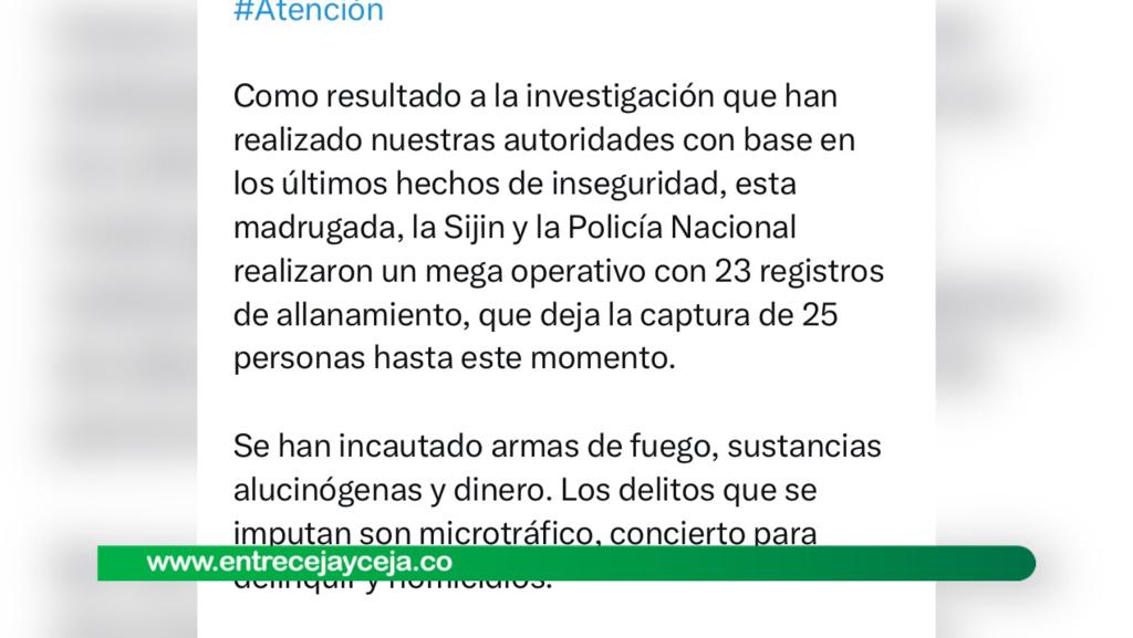 Microtráfico y homicidio; los delitos de los más de 20 detenidos en El Carmen