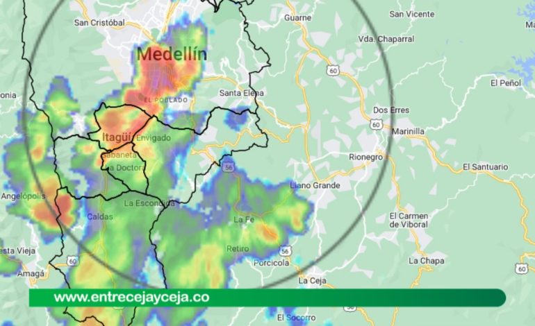 Alerta por fuertes lluvias en el Área Metropolitana y algunos municipios del Oriente Antioqueño