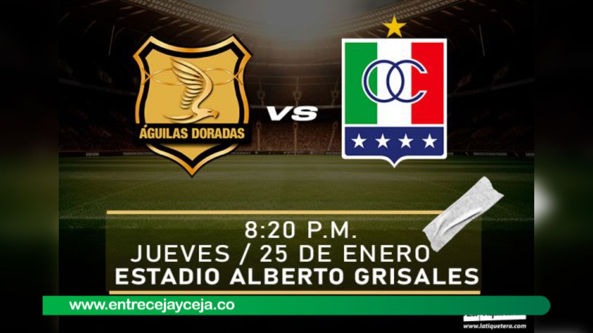 Listos los precios de la boletería para Aguilas Doradas vs Once Caldas