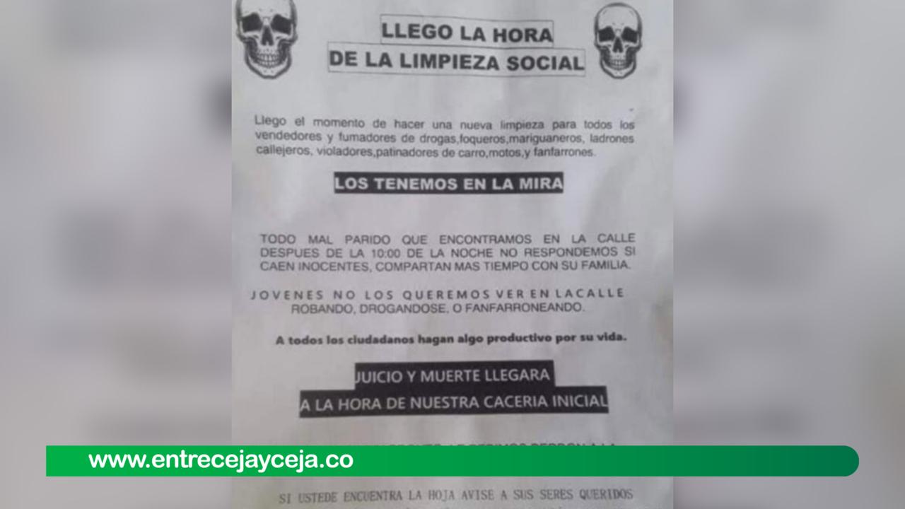 Alcaldía de El Peñol desmiente supuesto panfleto donde se anuncia una «limpieza social»