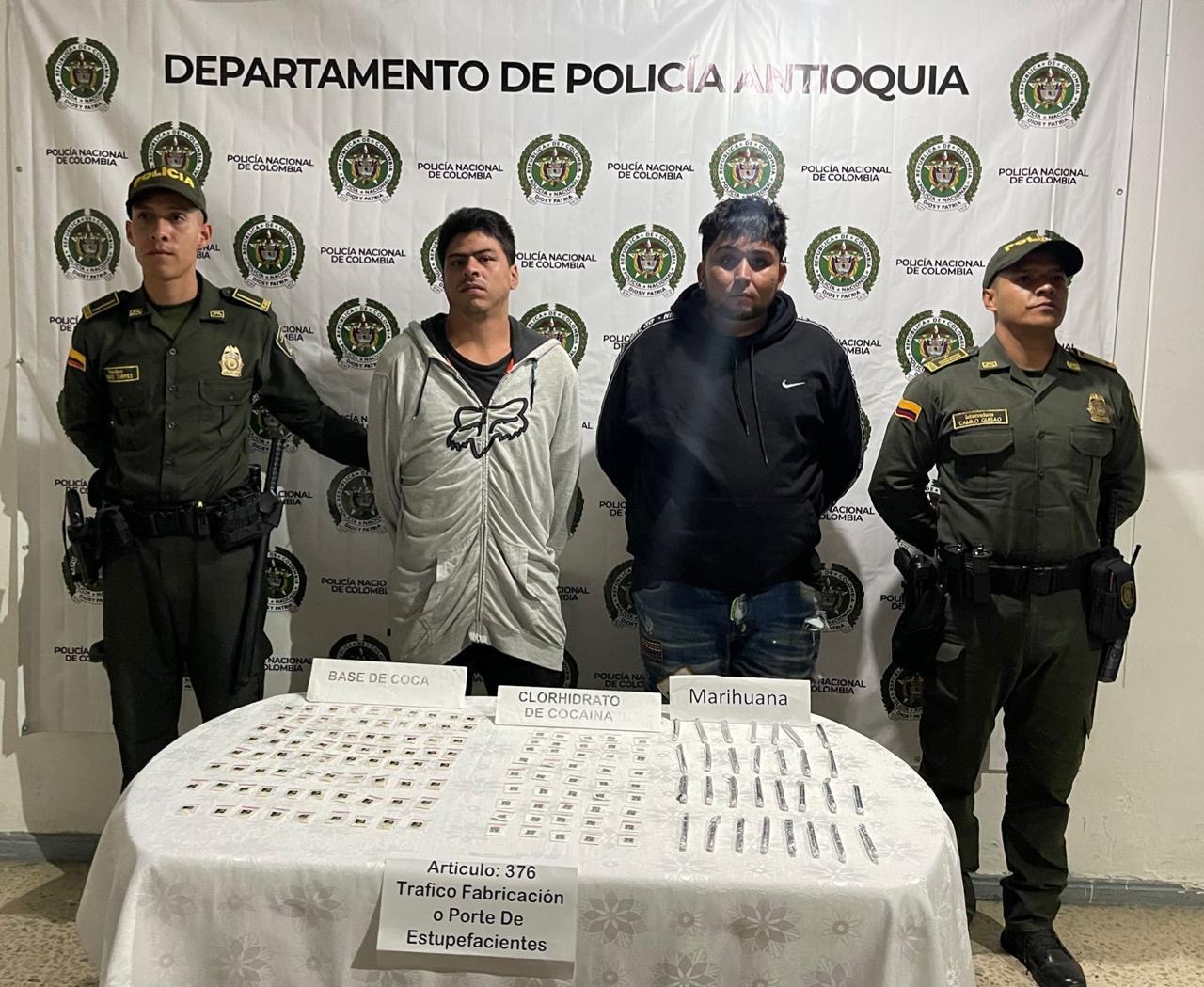 Capturados en Marinilla por tráfico de drogas provienen de Medellín