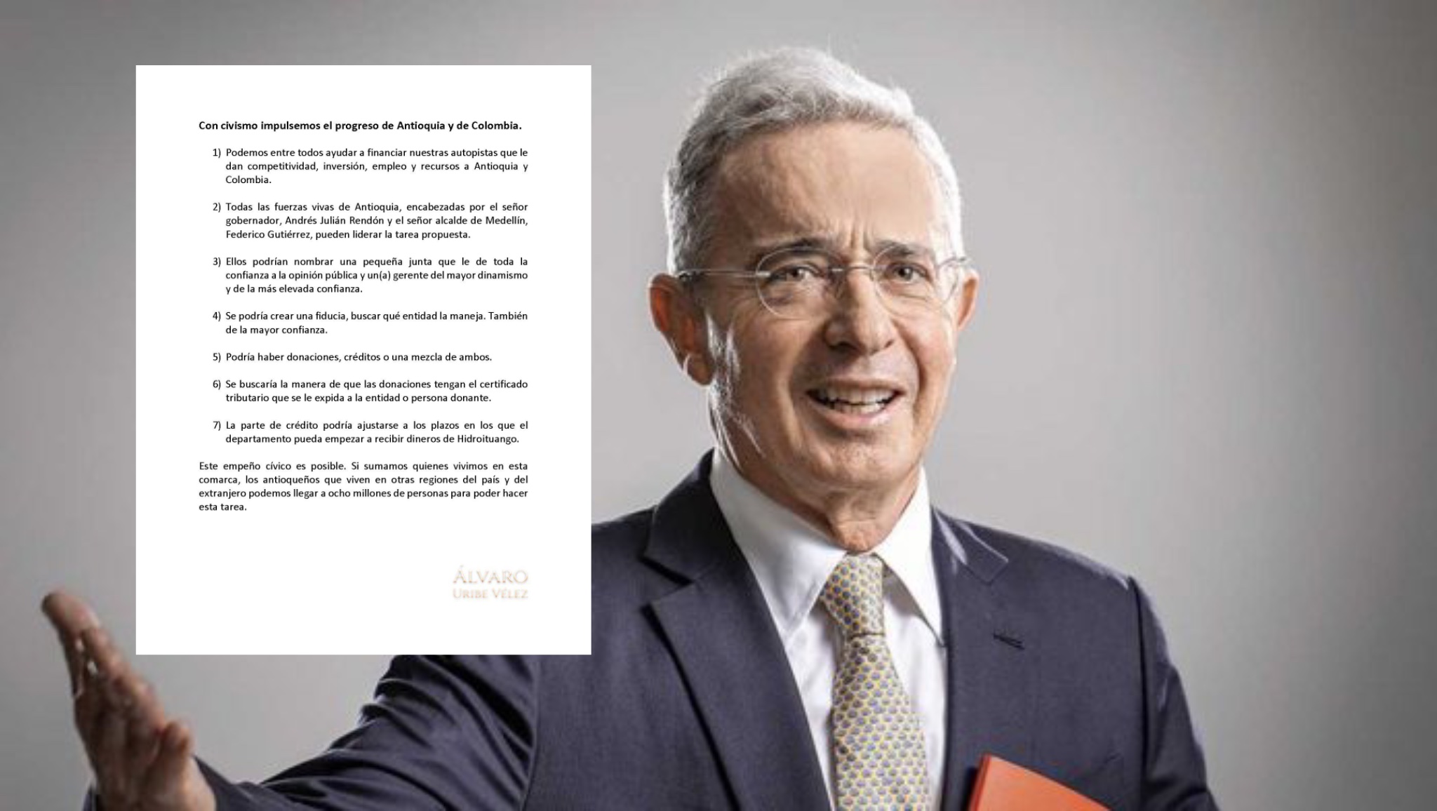 Ex presidente Álvaro Uribe amplió detalle de su propuesta