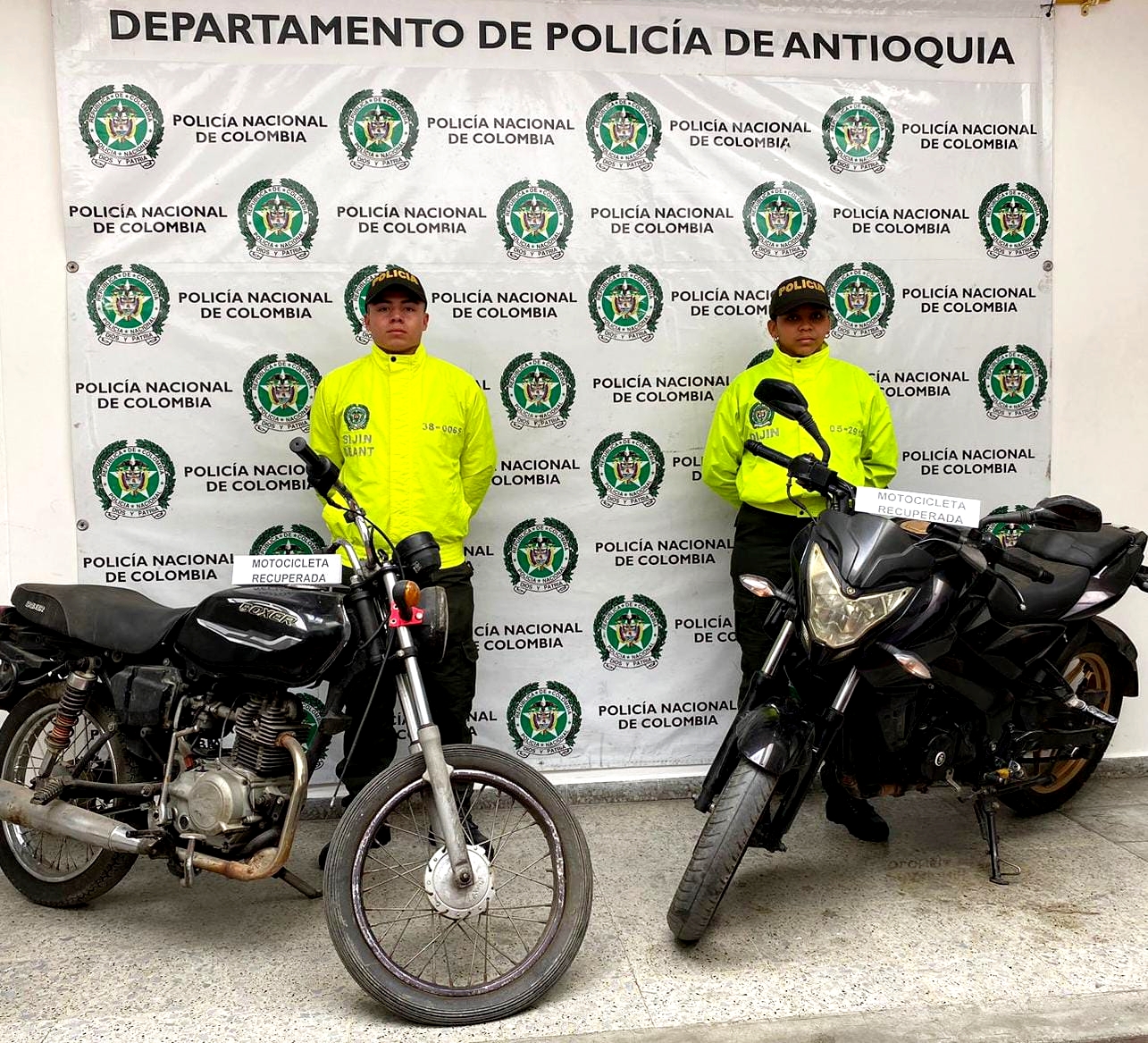 Policía recupera motos robadas en varios municipios del Oriente Antioqueño