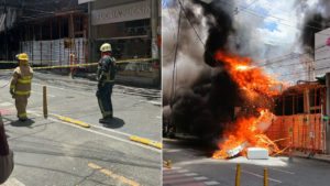 Bomberos de Itagüí controlan voraz incendio cerca al parque principal