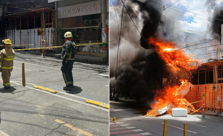 Bomberos de Itagüí controlan voraz incendio cerca al parque principal