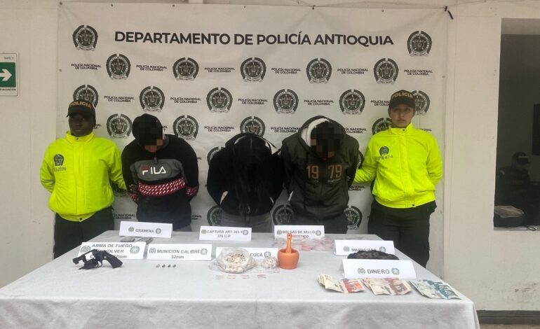 Seis capturados y la incautación de droga, armas y dinero en un operativo en Marinilla. Autoridades mantienen acciones de control en la subregión Oriente.