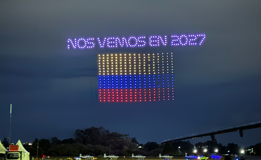 Show de drones en el cielo de Rionegro durante la F-AIR Colombia 2025 – Foto archivo Entre Ceja y Ceja