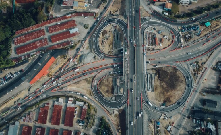 Vista aérea del intercambio vial del Aeropuerto José María Córdova en Rionegro