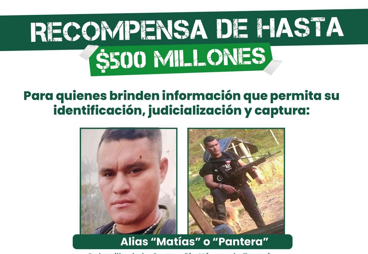 Gobernador de Antioquia ofrece hasta $500 millones por alias Matías, presunto asesino del Subteniente Monsalve en Valdivia
