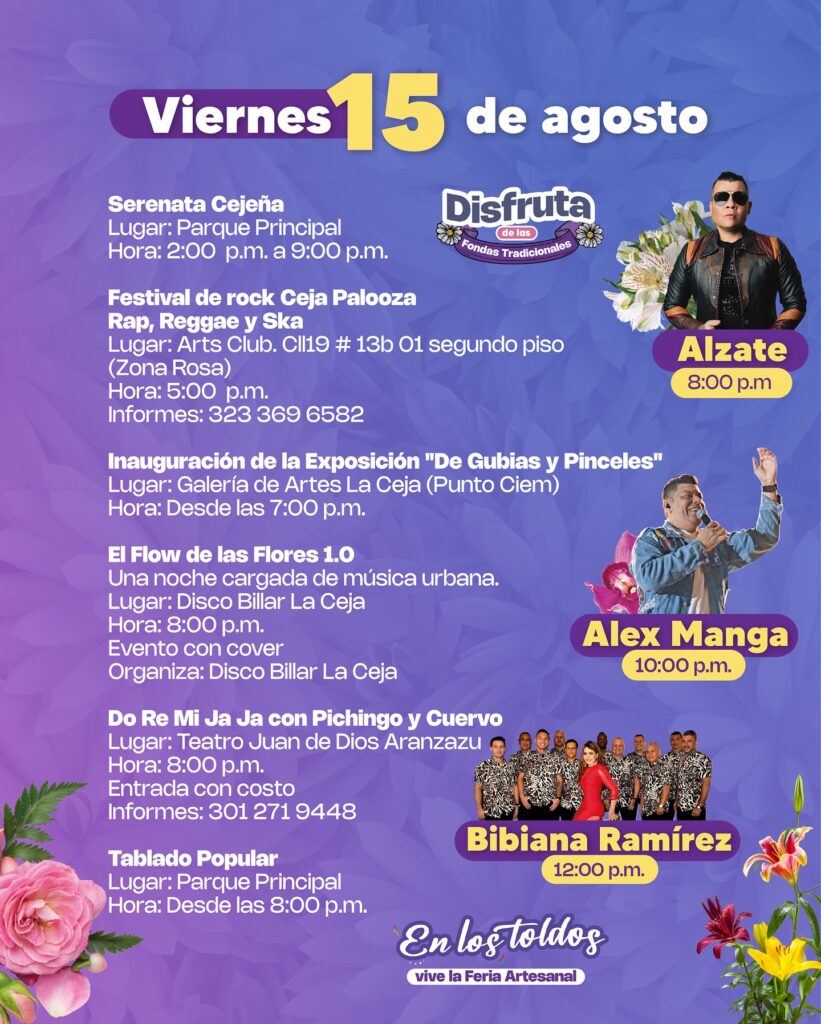 Programación Fiestas del Toldo, las Bicicletas y las Flores 2025 - Fiestas La Ceja - Fiestas La Ceja 2025