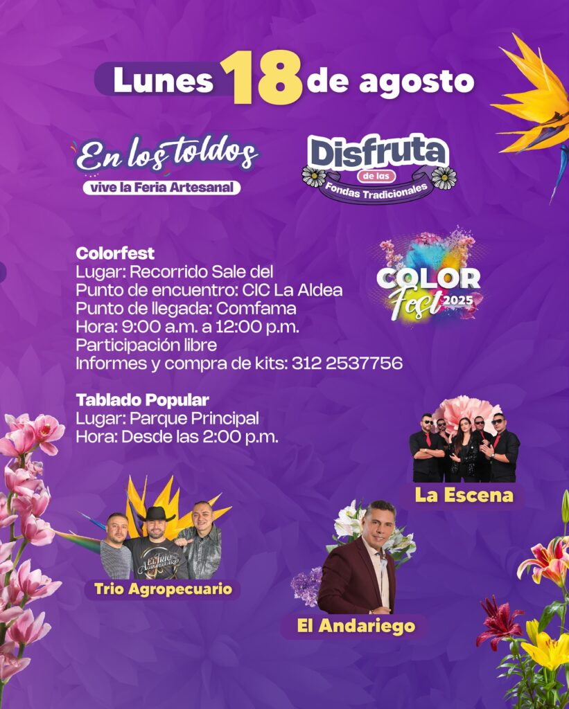 Programación Fiestas del Toldo, las Bicicletas y las Flores 2025 - Fiestas La Ceja - Fiestas La Ceja 2025