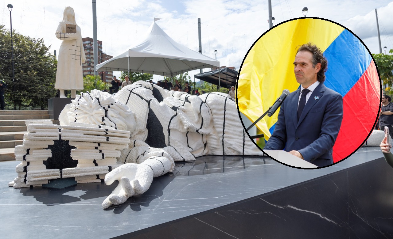Medellín inaugura escultura que conmemora los 40 años del holocausto del Palacio de Justicia