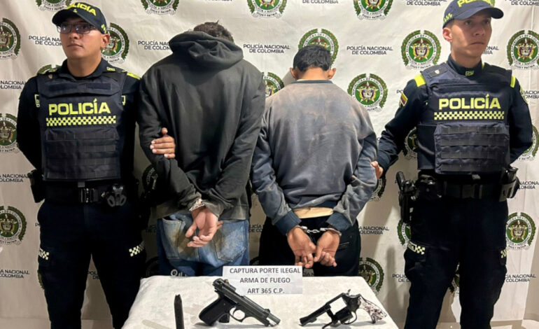 Dos hombres armados fueron capturados en Marinilla uno le apuntó a la Policía