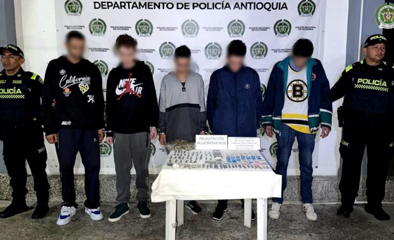 Operativo de la Policía y el Ejército dejó cinco capturados por microtráfico en Guarne, Antioquia.