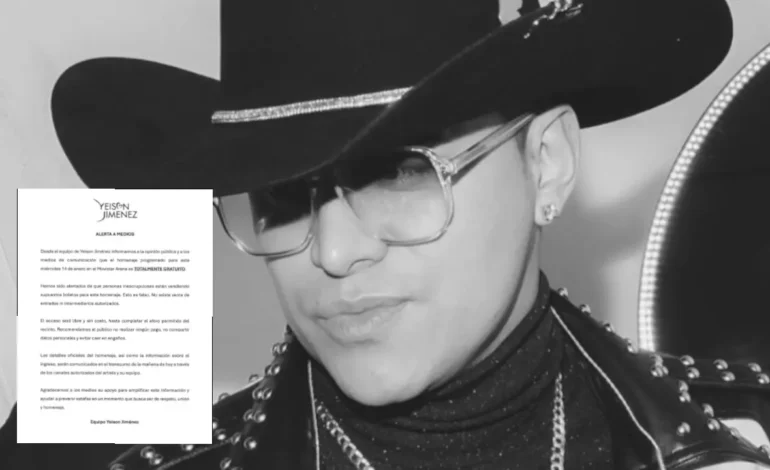 Seguidores y colegas podrán asistir al homenaje público de Yeison Jiménez