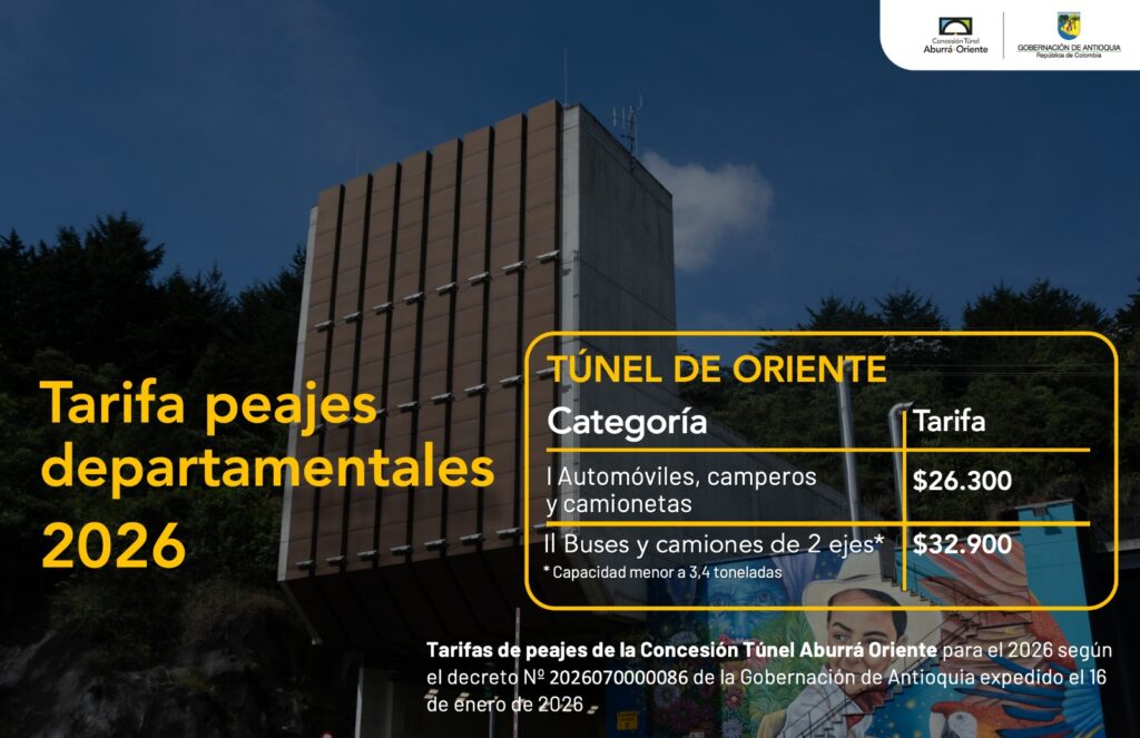 Peajes de Antioquia bajo administración de la Gobernación tienen nuevas tarifas