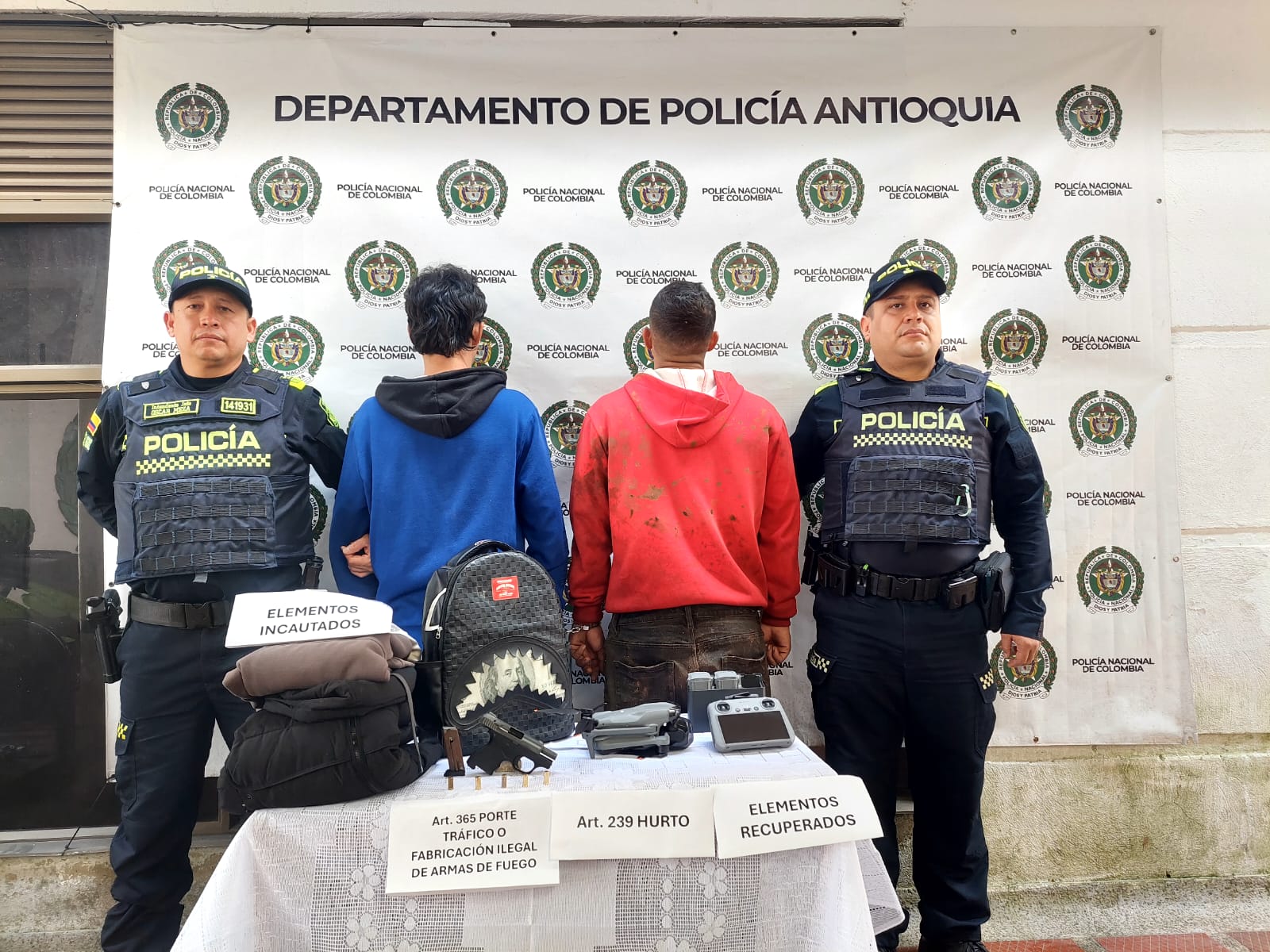Capturan a dos personas por hurto en El Carmen de Viboral y recuperan dron avaluado en $5 millones