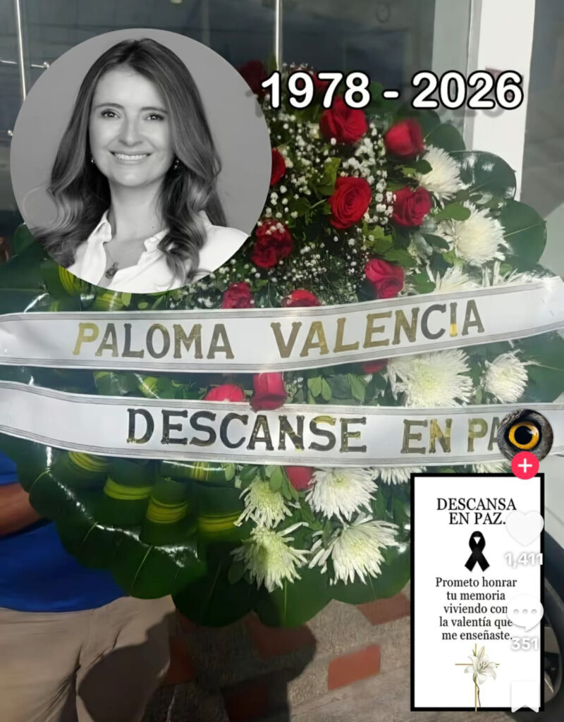 Imagen de corona fúnebre con Paloma Valencia genera alarma política. Líderes reaccionan y piden reforzar seguridad en campaña electoral.