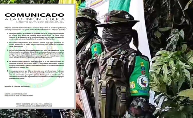 EGC niega cualquier tipo de alianza con disidencias y alerta sobre acciones del ELN