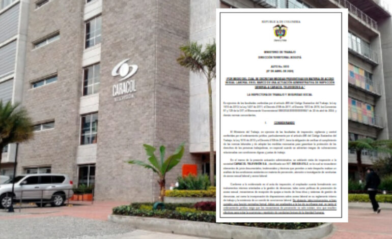 Mintrabajo ordena acciones inmediatas a Caracol TV por acoso laboral