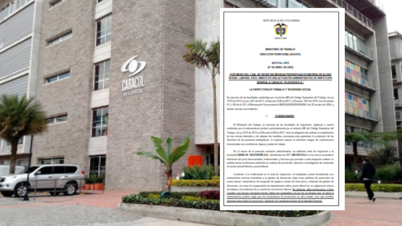 Mintrabajo ordena acciones inmediatas a Caracol TV por acoso laboral