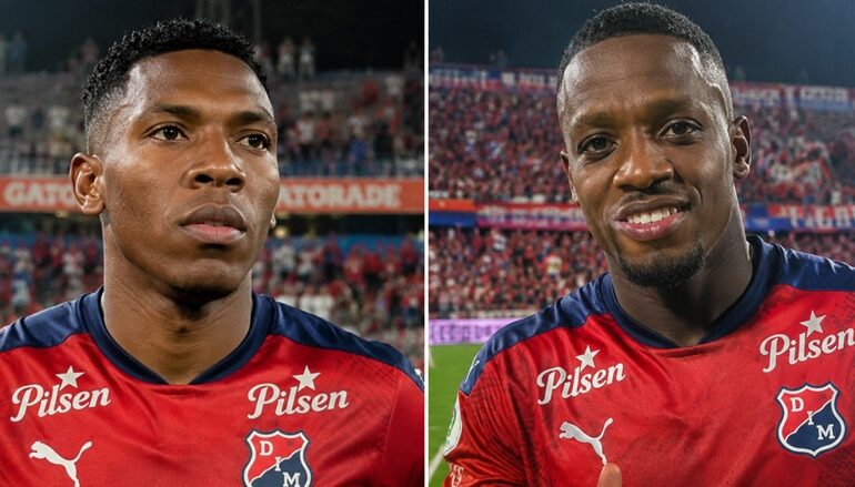 Jugadores del DIM Baldomero Perlaza y Francisco Chaverra en medio de polémica por acusaciones