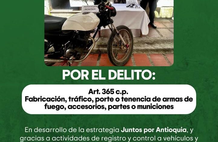 Operativos de seguridad en El Carmen de Viboral dejaron capturas e incautación de armas y droga