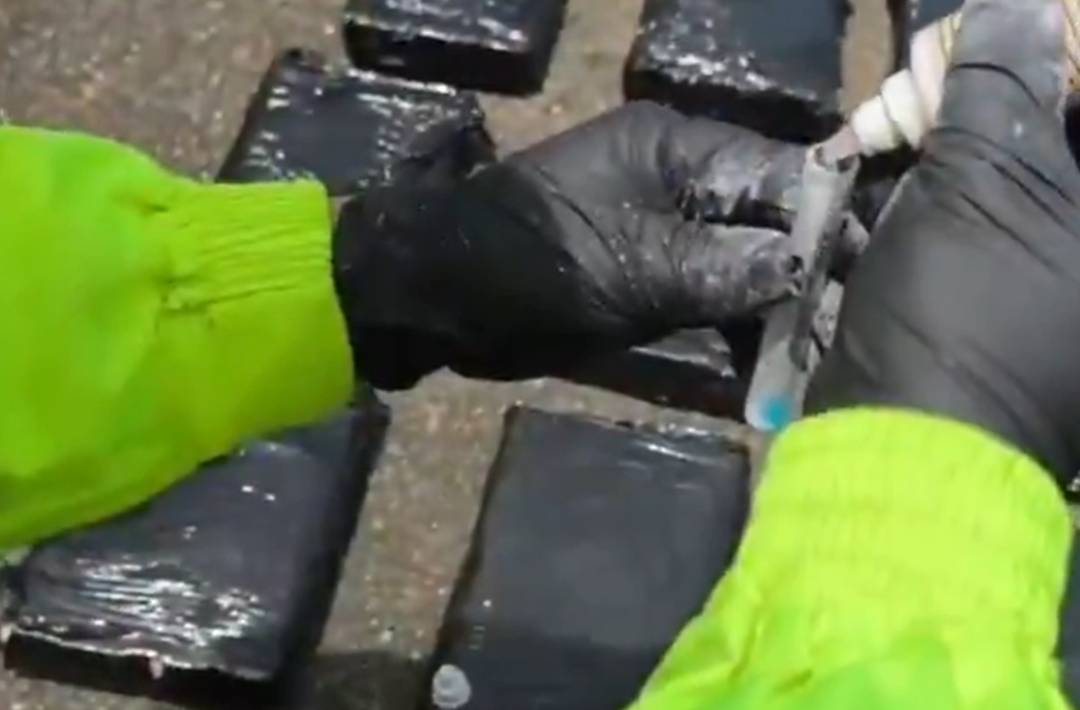 Autoridades inspeccionan contenedor en Turbo, Antioquia, donde fueron halladas 1,3 toneladas de cocaína que serían enviadas a Europa.