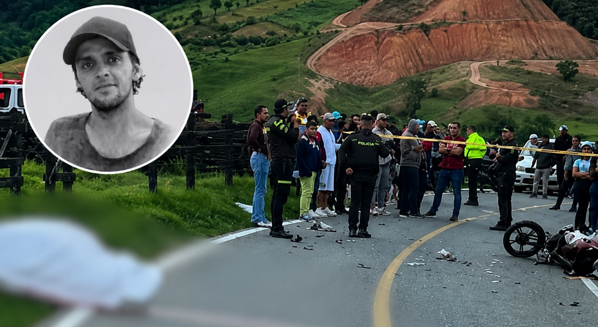 Escena del accidente de motocicleta ocurrido en Belmira donde falleció el cejeño Elkin Mauricio López.